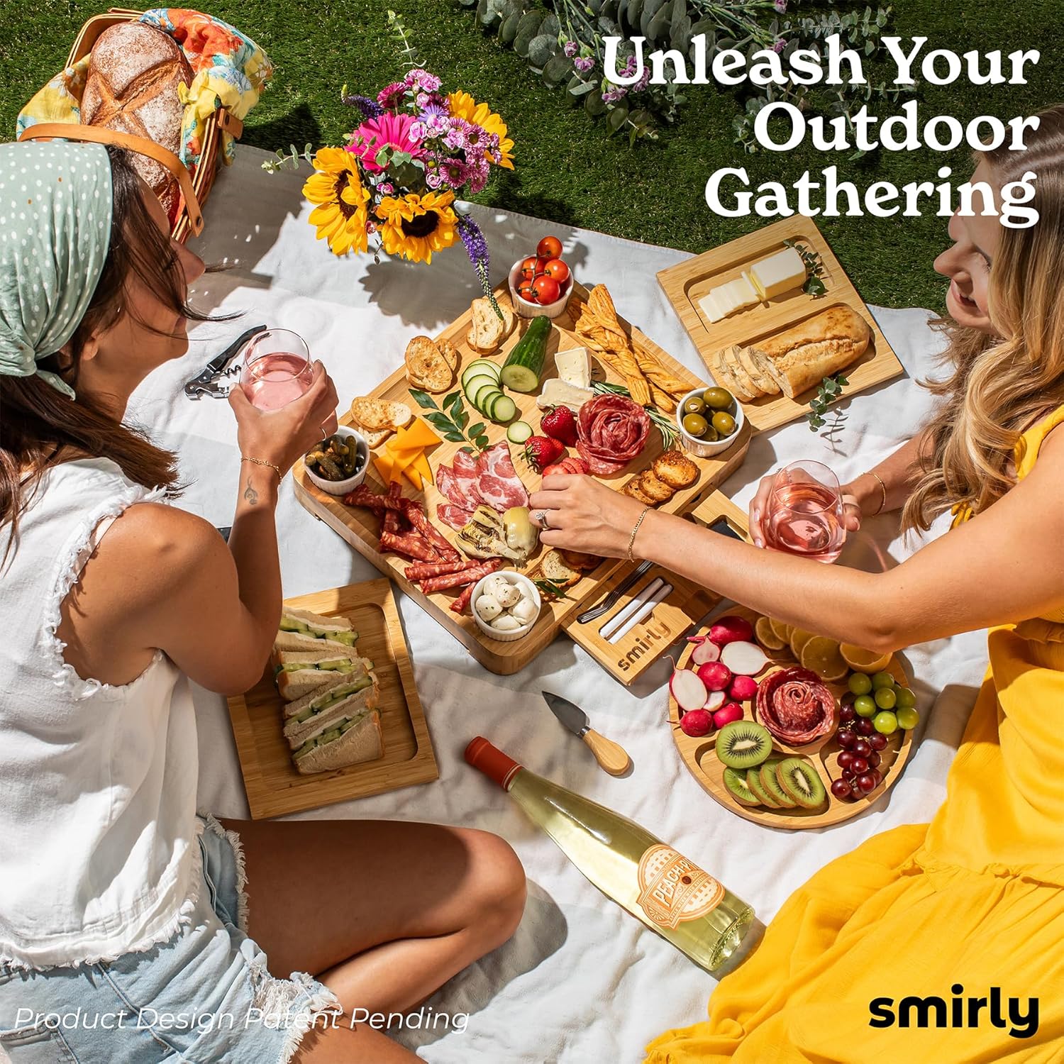 Bamboo Cheese Board and Knife Set - For Thanksgiving, Housewarming, Wedding, Anniversary, and Bridal Shower