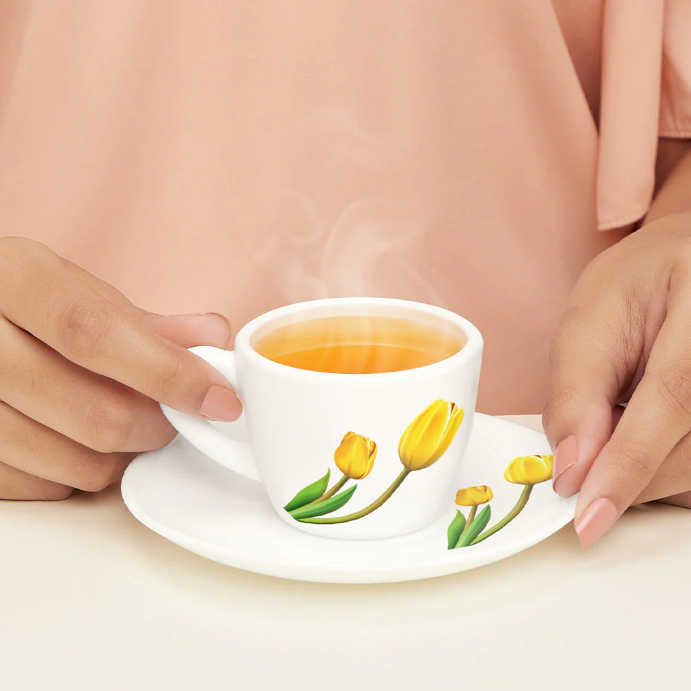 Larah by Borosil Lyana Cup n Saucer Set, 140ml x 8