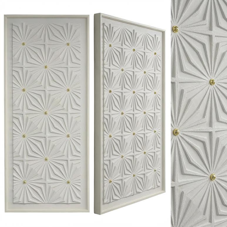 80 x 120cm 3D Painting with Gold Accents White