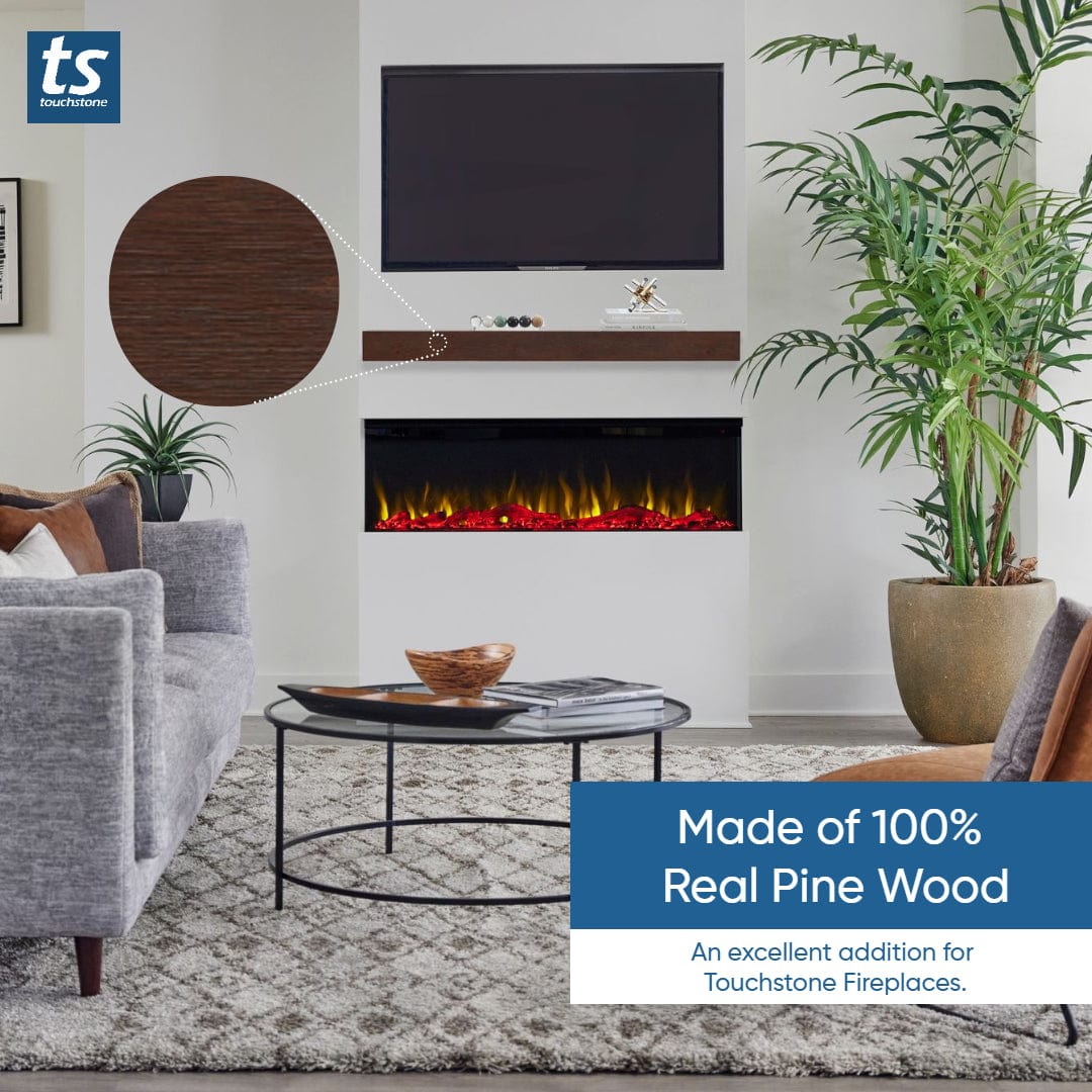 Encase Floating Espresso Electric Fireplace Wood Mantel