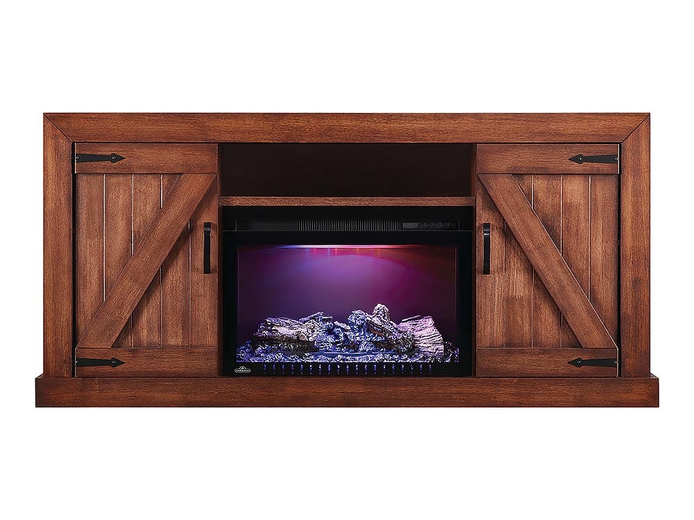 Lambert Electric Fireplace TV Stand in Rustic Wood