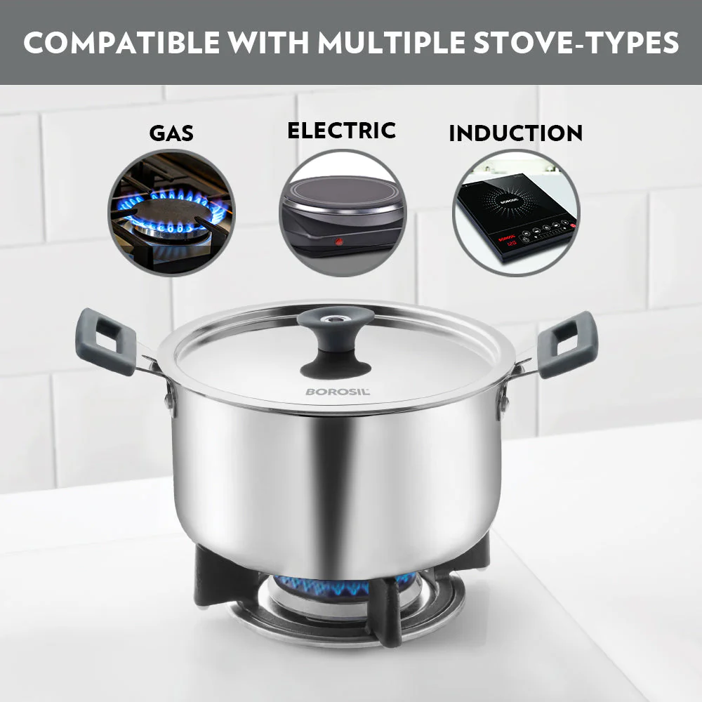 Borosil Cookfresh Triply Casserole (Silicone Handle + Lid), 2.2L