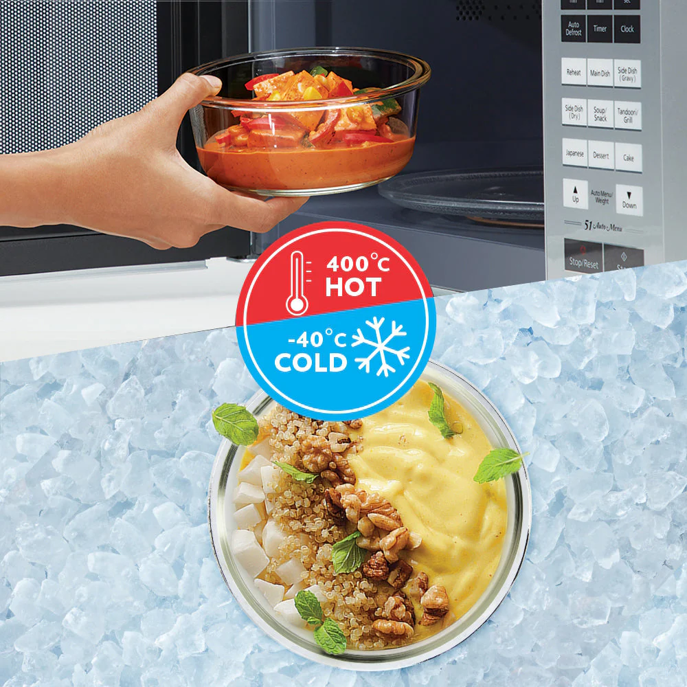 Ace Universal Glass Lunch Box, Set of 4 (320ml x 2 + 240ml x 2)