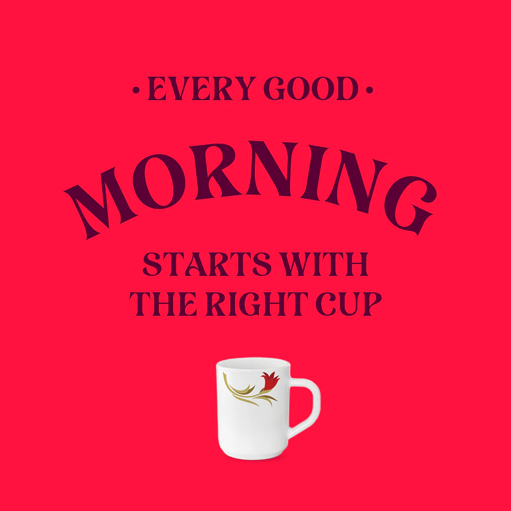 Larah by Borosil Red Lily Mug Set, 240ml x 6