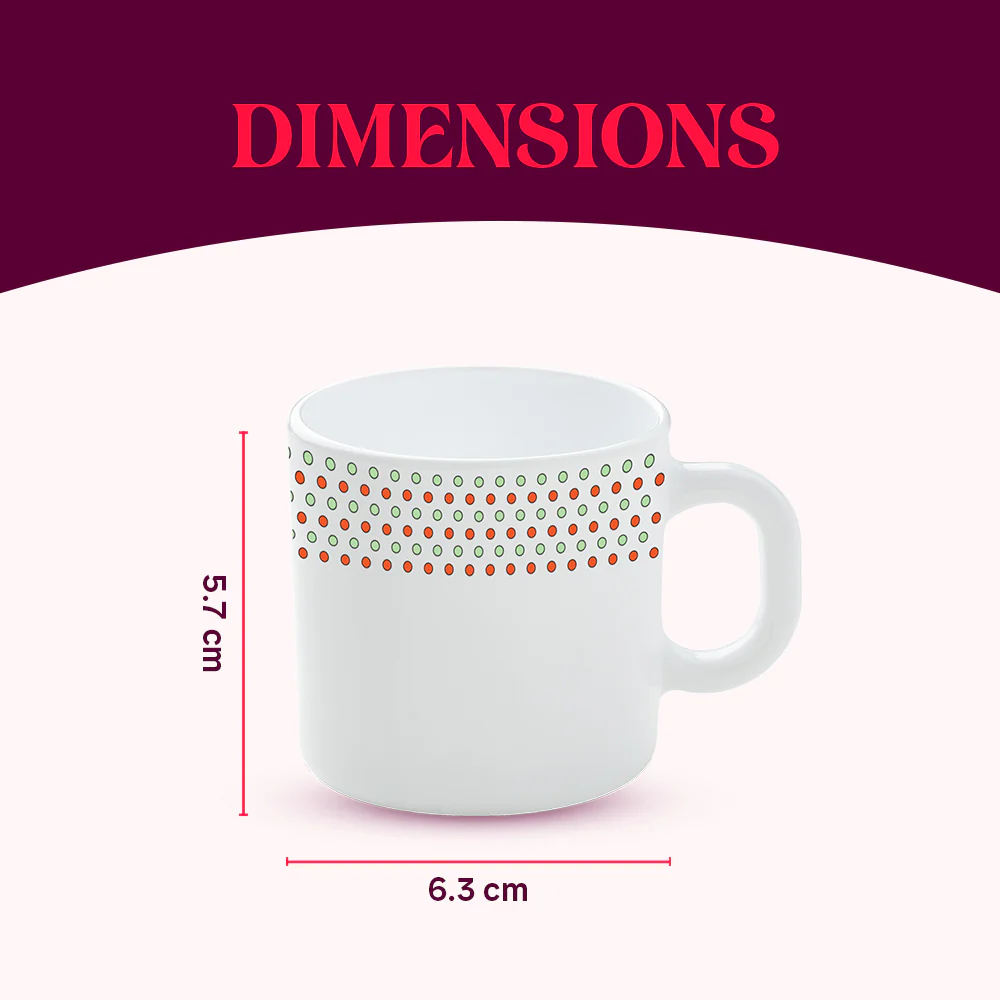 Larah by Borosil Waltz Mug Set, 100ml x 6