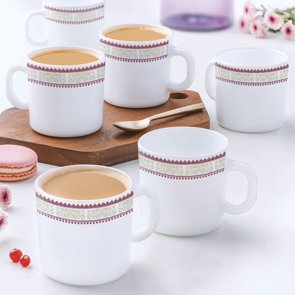 Larah by Borosil Elega Mug Set, 180ml x 6