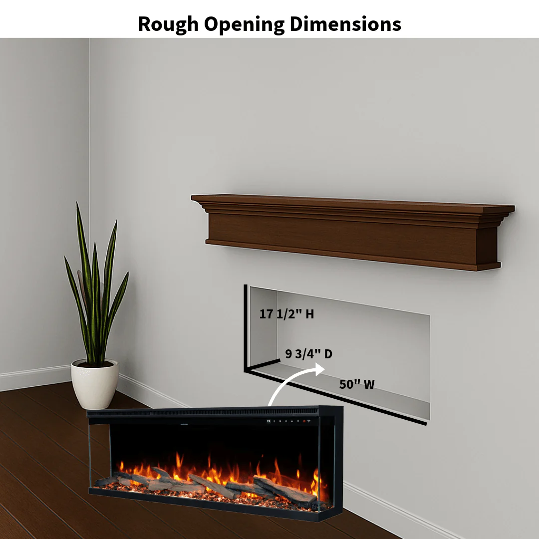 Sideline Infinity Pro 50 Inch 3 Sided Recessed Smart Electric Fireplace 80045