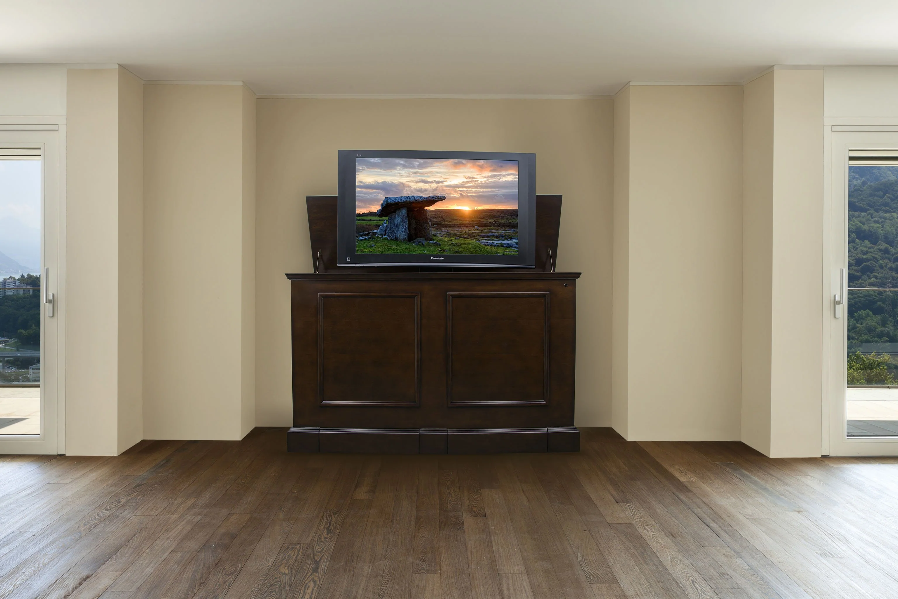 Grand Elevate 74008 Espresso Smart TV Lift Cabinet for 65 Inch Flat screen TVs