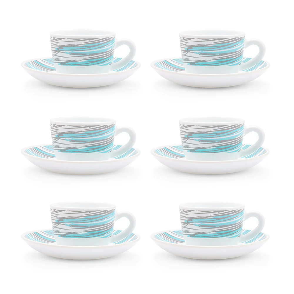Larah by Borosil Joy Cup n Saucers Set, 140ml x 12