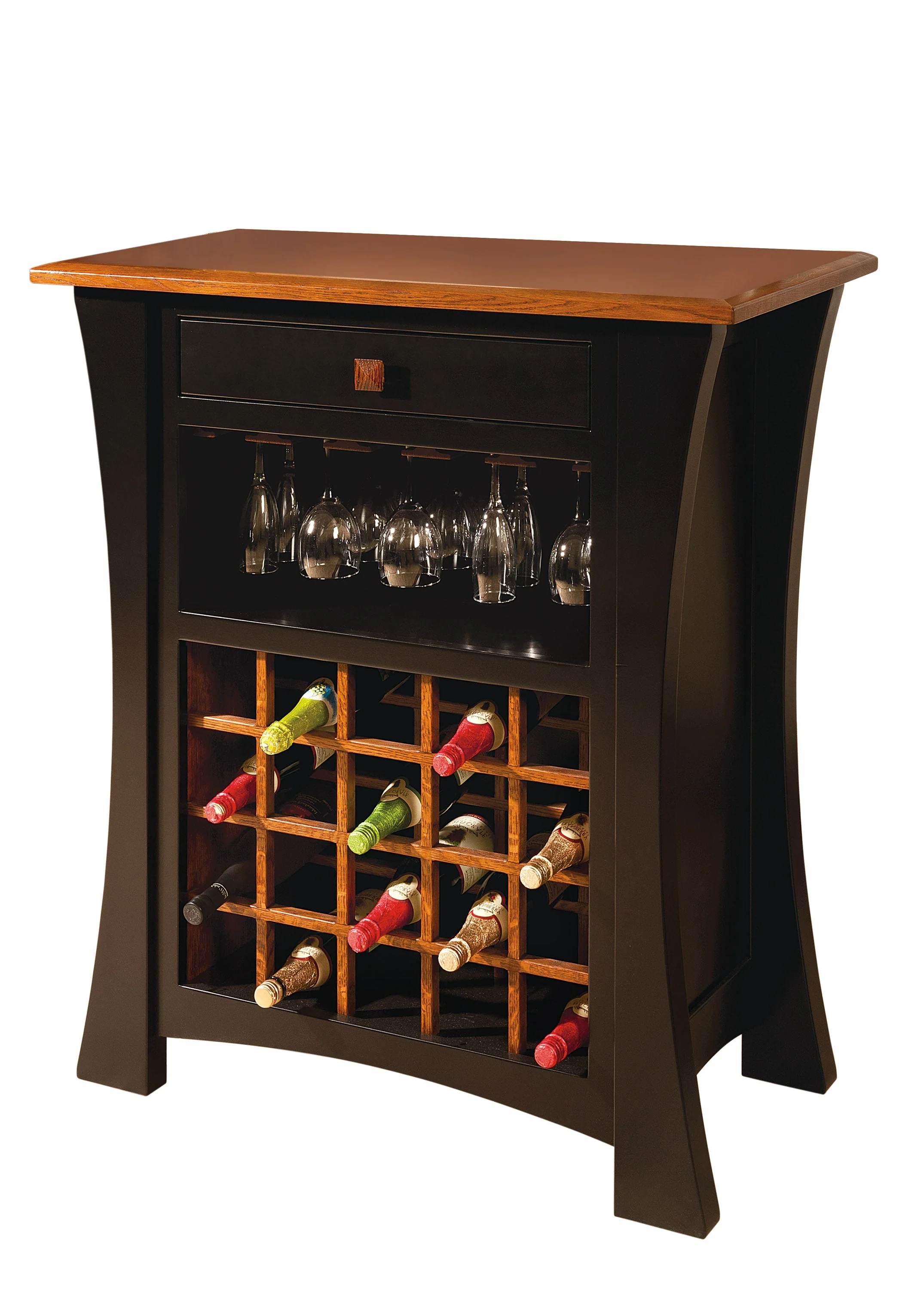 Amish Arts & Crafts One Drawer Wine Cabinet