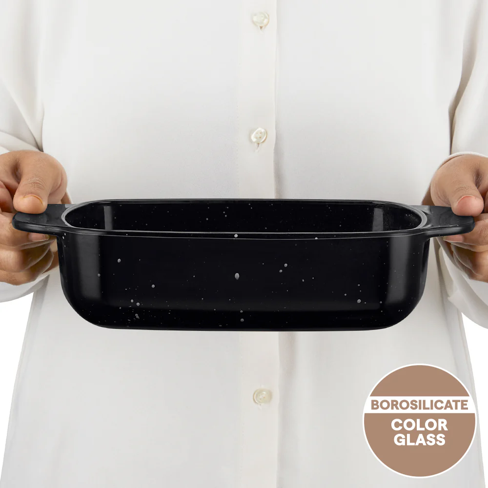Colors Pebble Black Deep Rectangle Dish