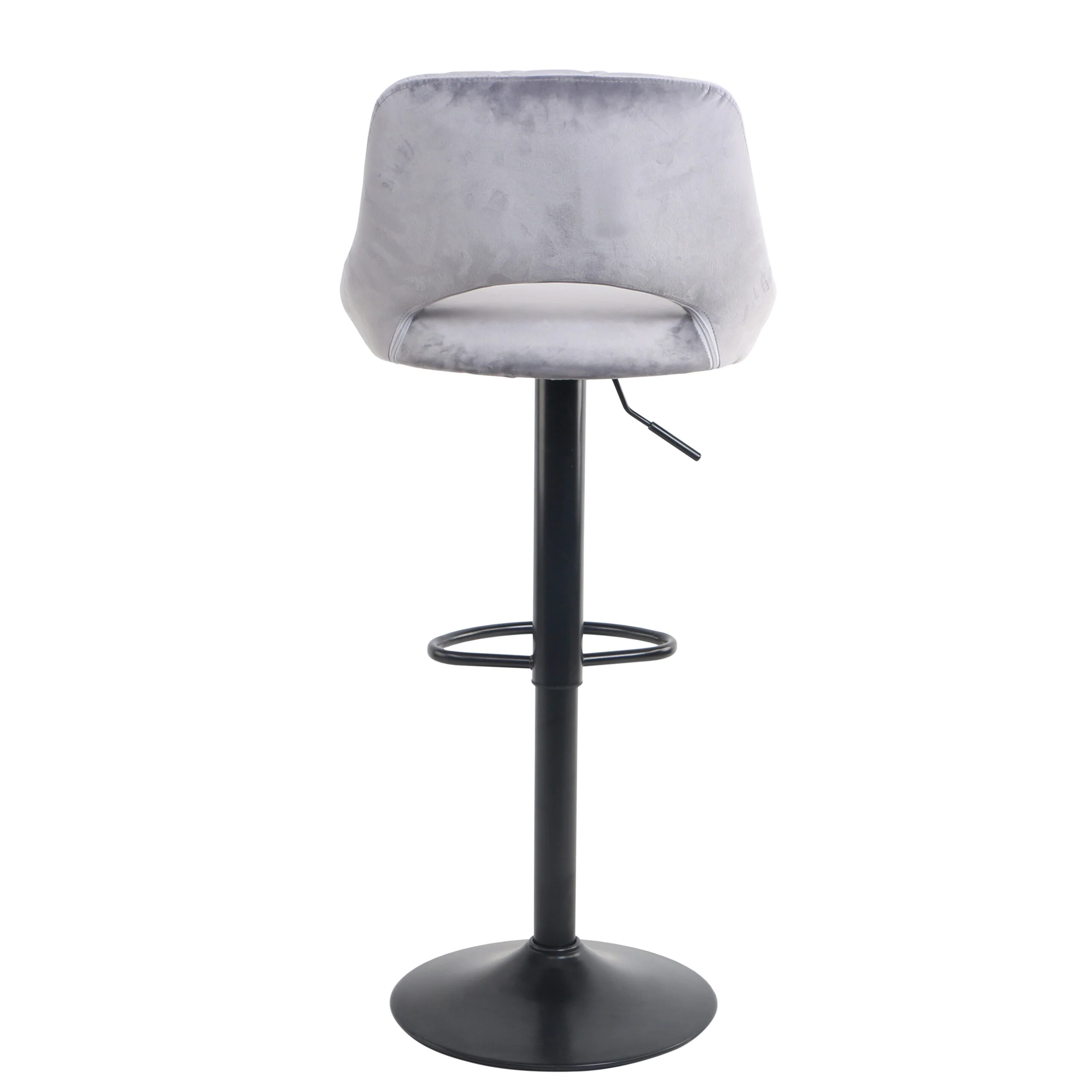 Neo Bar Stool Grey Crushed Velvet Fabric & Black Steel Base Set of Two
