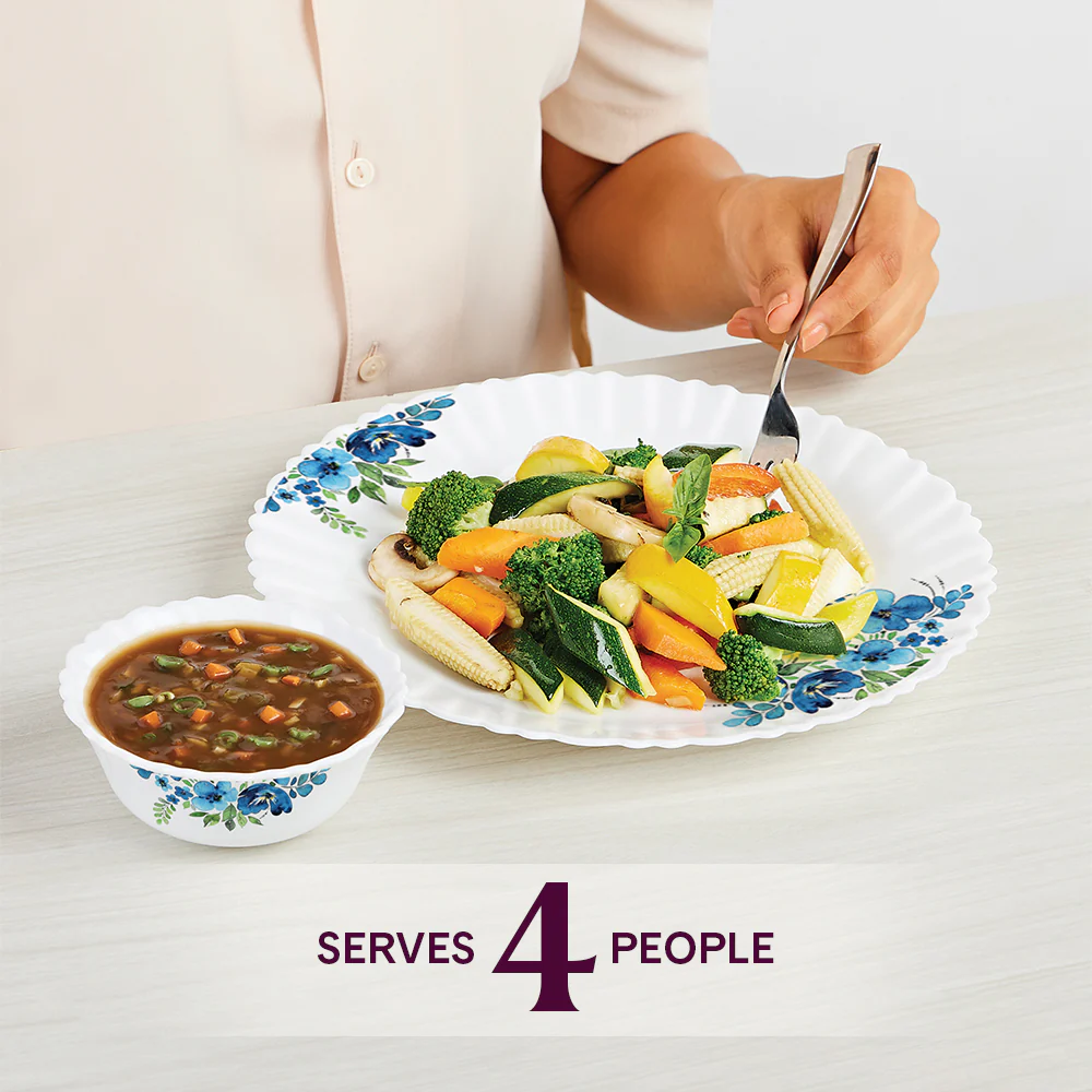 Larah by Borosil Pansy Dinner Set, 12 pc