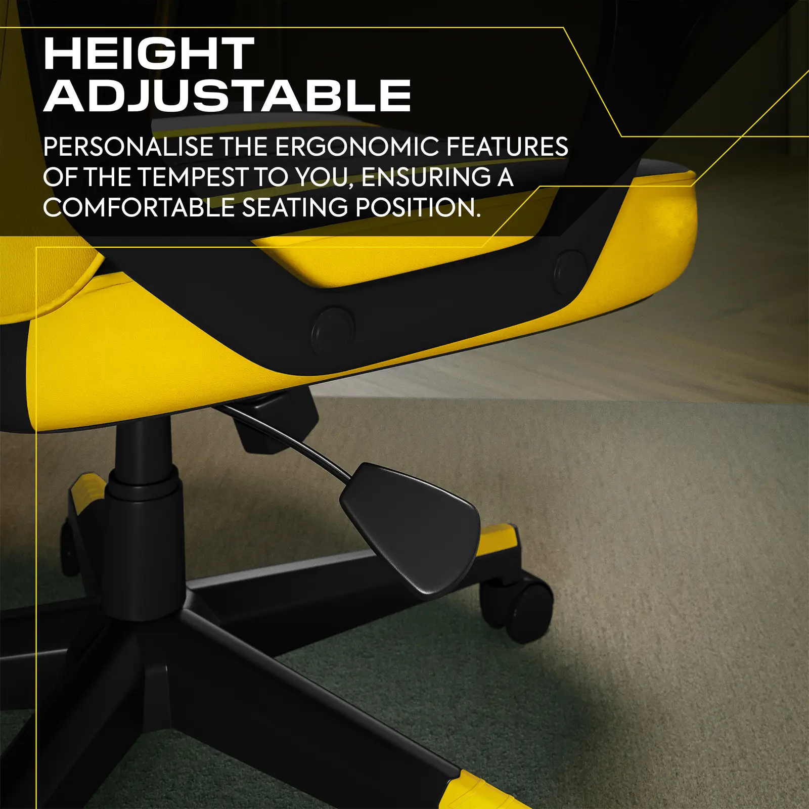 Tempest Ergonomic PC Office Gaming Chair - Yellow