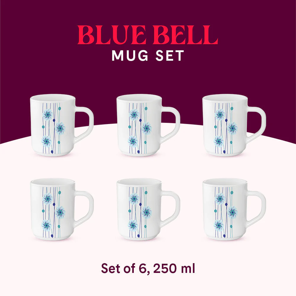 Larah by Borosil Bluebell Mug Set, 240ml x 2