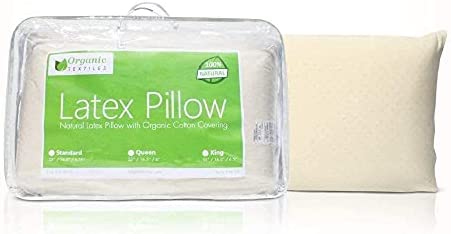 All-Natural Latex Pillow with Organic Cotton Cover Helps Relieve Pressure, Sleeping Support, Back and Side Sleepers