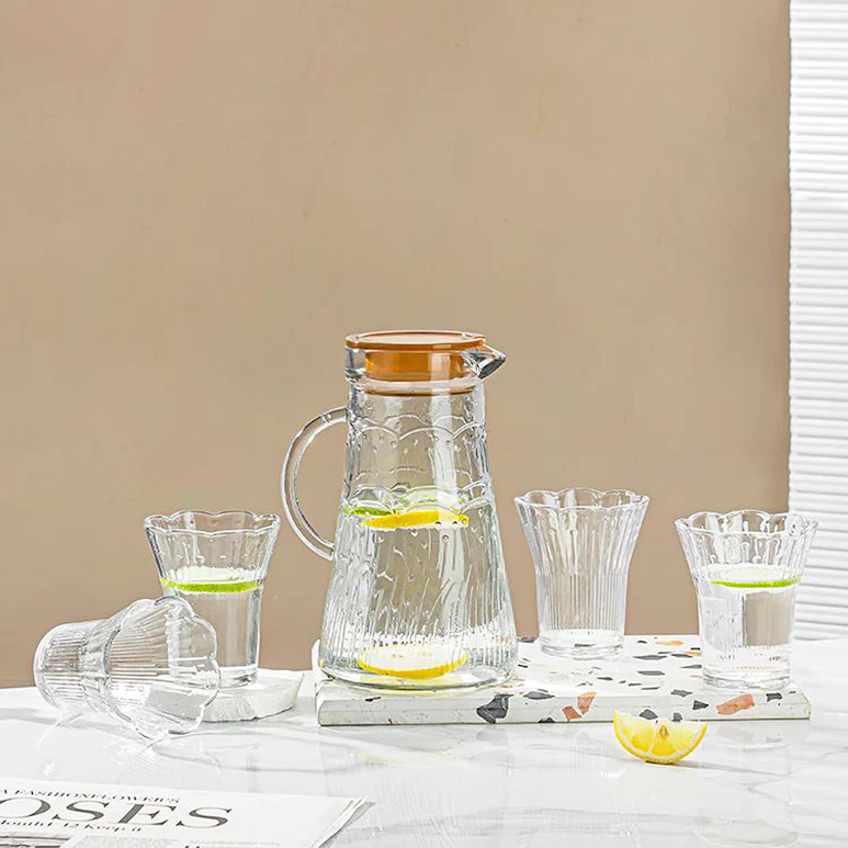 5 Piece Jug & Tumbler Set Clear