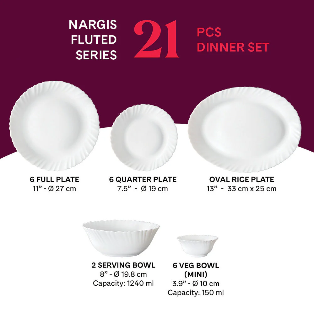 Larah by Borosil Nargis Dinner Set, 6 pc