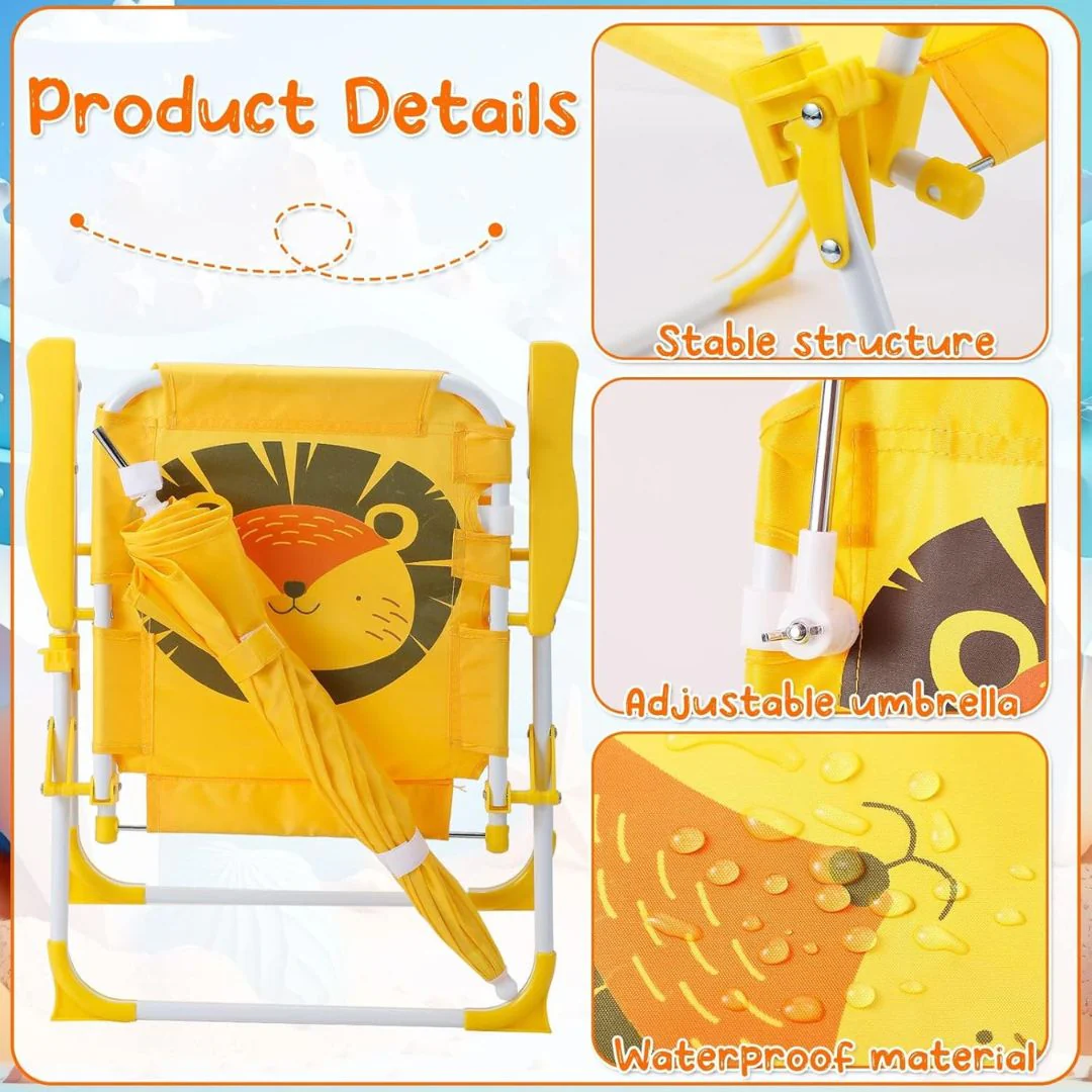 SILLA PLAYERA CON SOMBRILLA PARA NIÑOS ESTAMPADO DE LEÓN 093-557 MUNBE