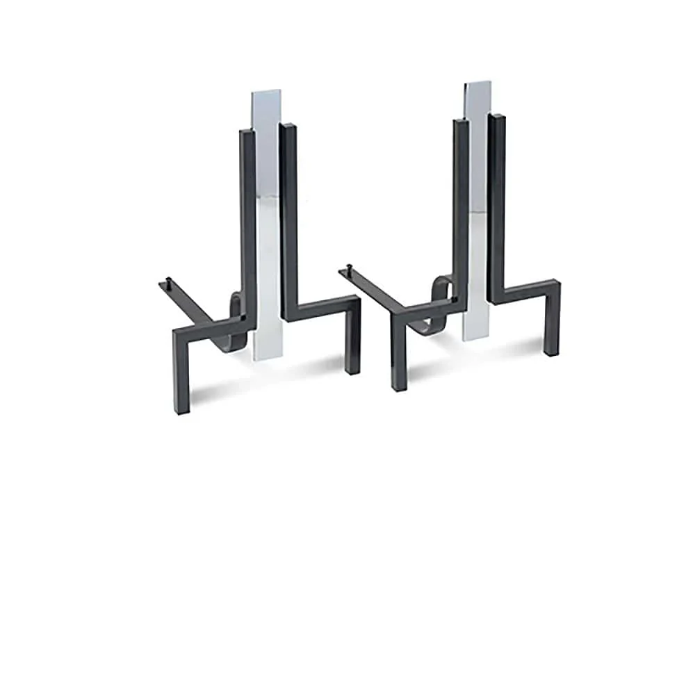 Stapleton Andiron, Polished Nickel & Black
