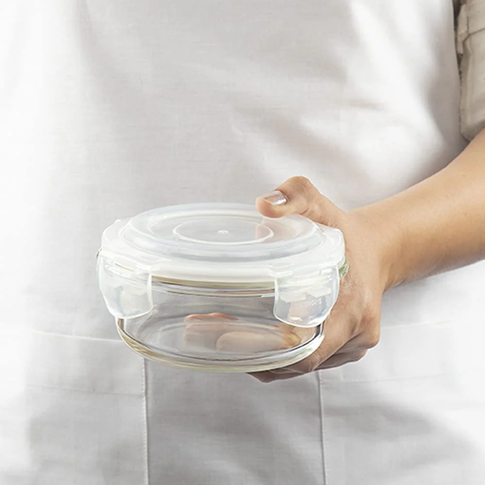 Borosil Tuff-Glass Klip n Store, Round, Set of 2, Containers