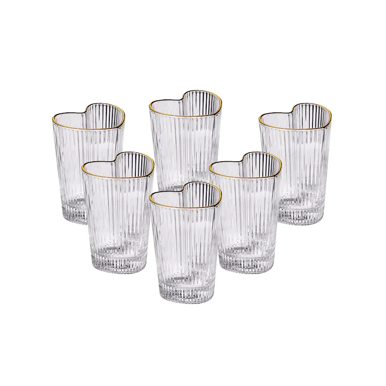 6 Piece Heart Design Tumbler Set Clear