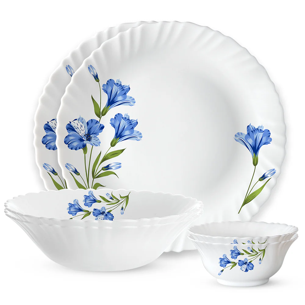 Larah by Borosil, Marina Blue Dinner Set, 6 pc