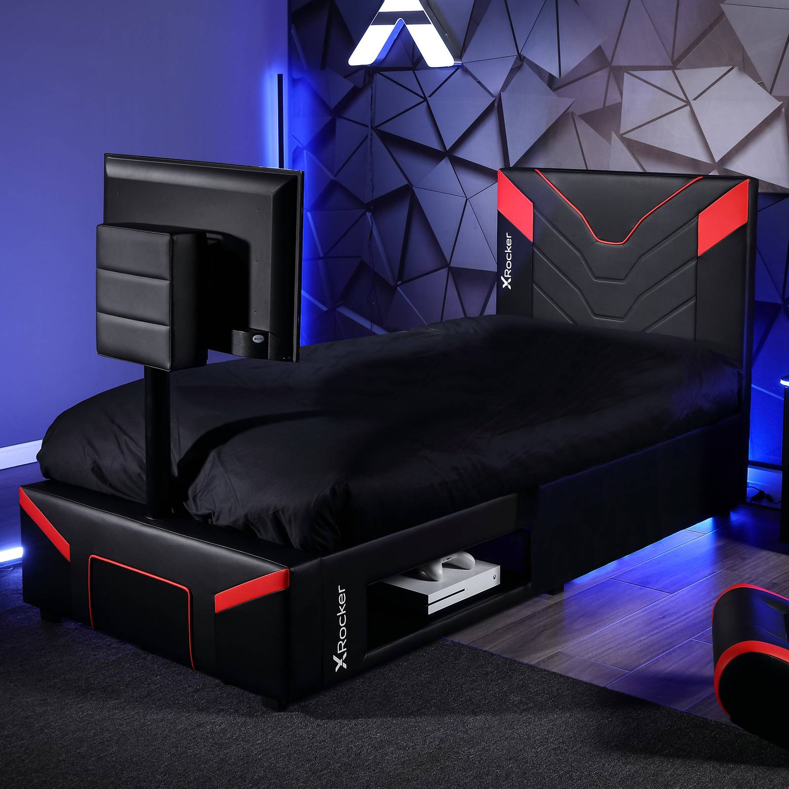 Cerberus Twist Single TV Gaming Bed - Black / Red