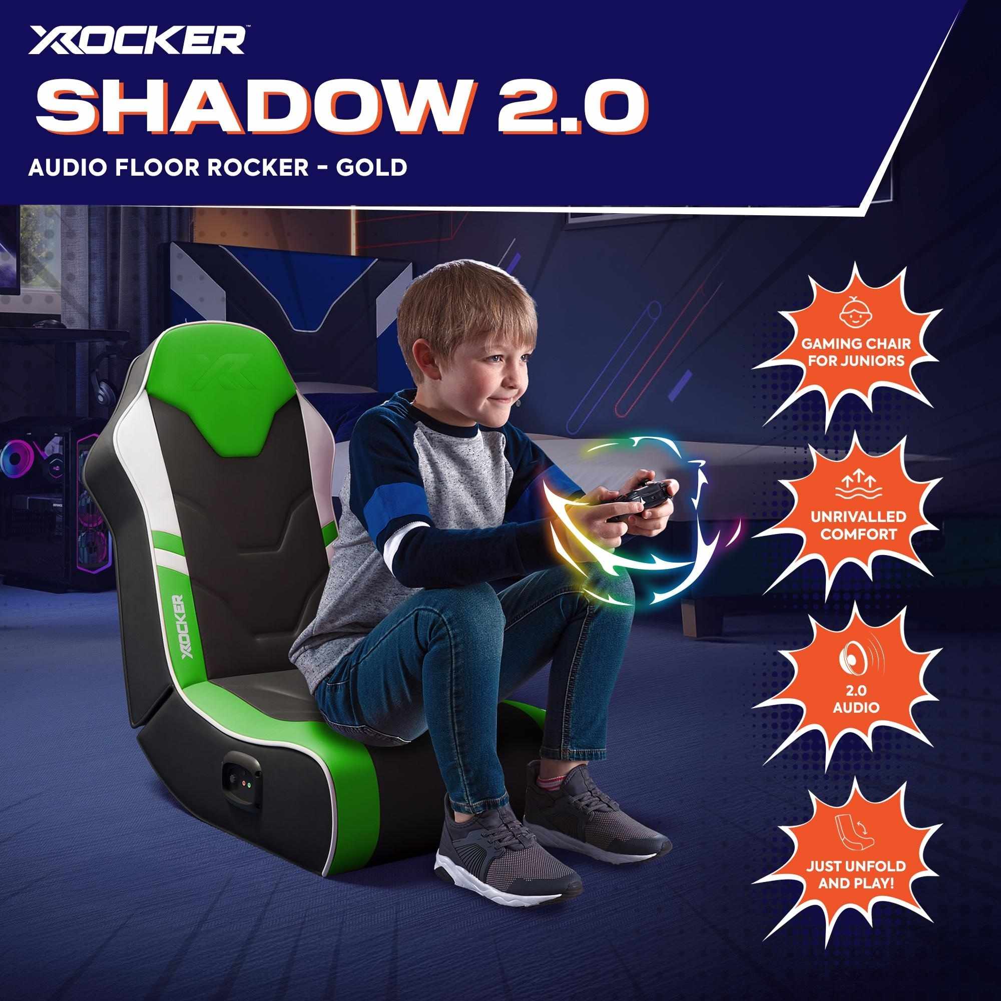 Shadow 2.0 Audio Floor Rocker Gaming Chair for Kids - Green / Black