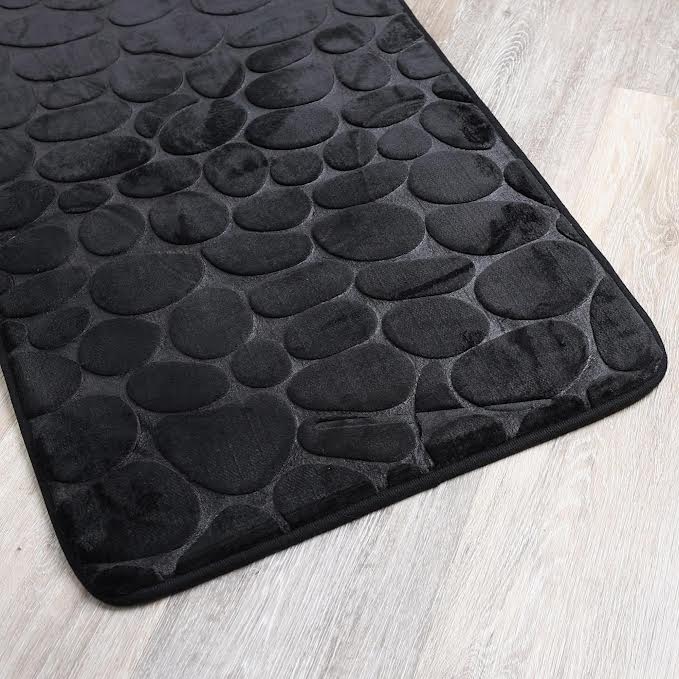 2 Piece Bathroom Rug Set Black