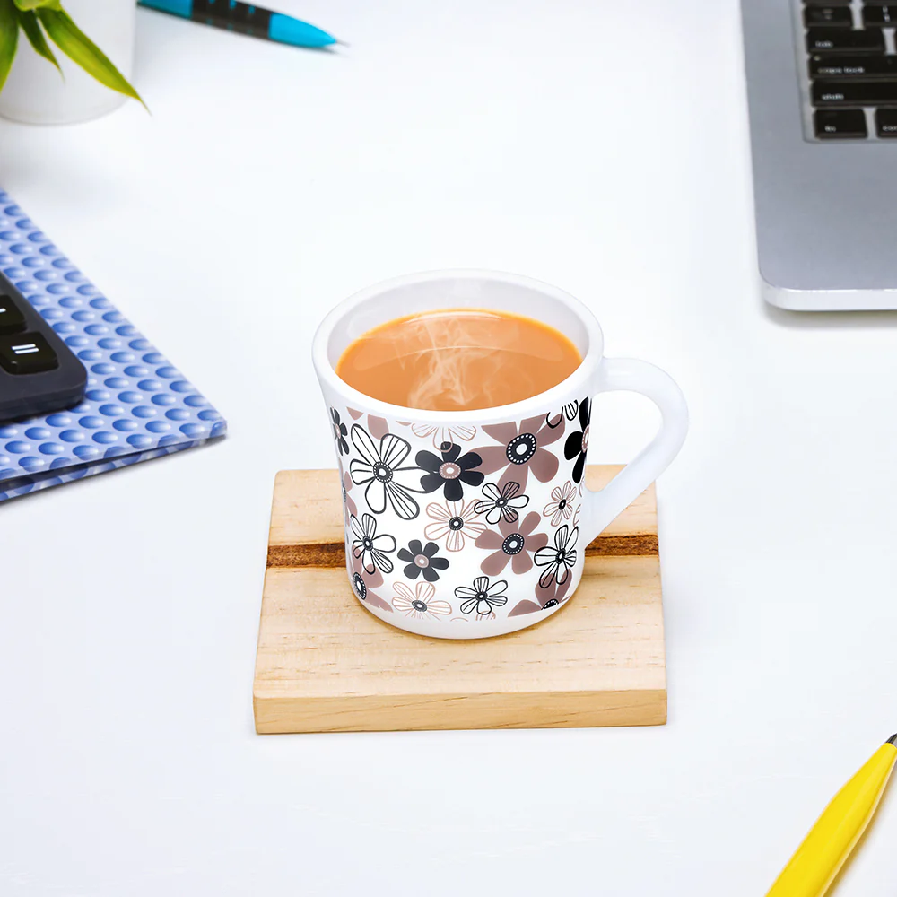 Larah by Borosil Crysta Macy Mug Set, 160ml x 6