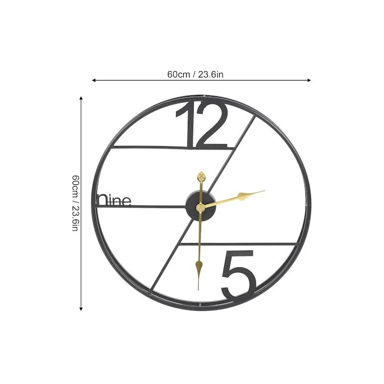 60cm Decorative Wall Clock Black & Gold
