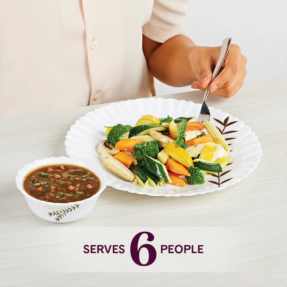 Larah by Borosil Oak Dinner Set, 33 pc