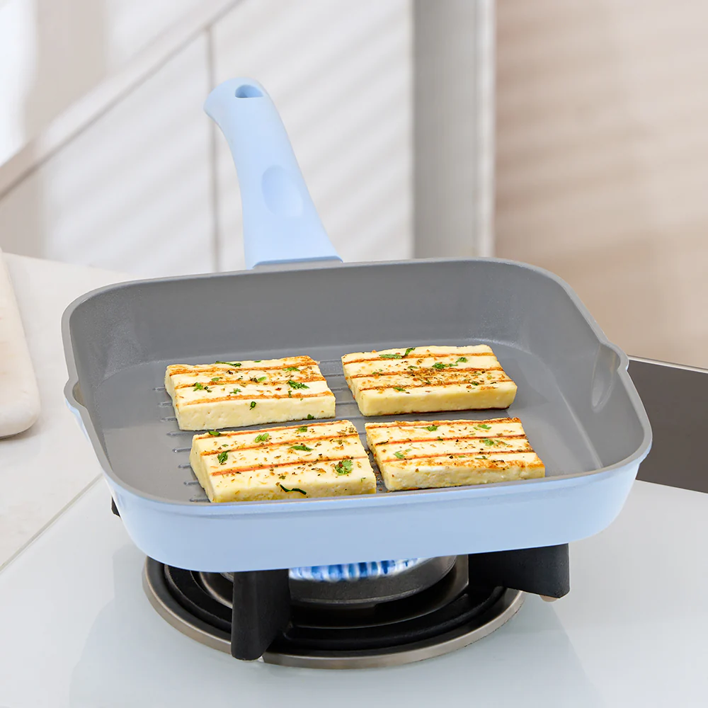 Borosil Vajra Ceramic Square Grill Pan, 22cm-1.2L