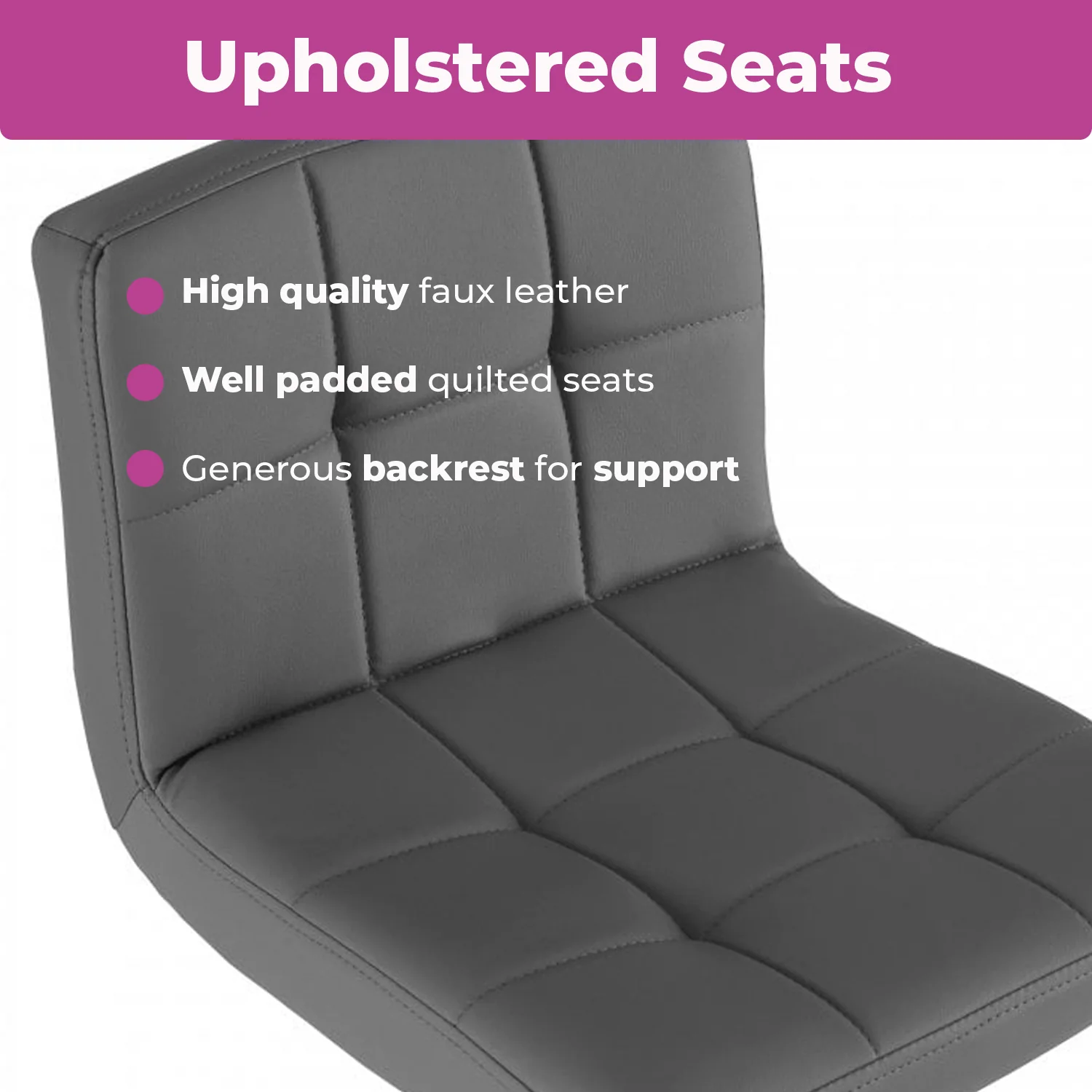 Dark Grey Faux Leather Bar Stool