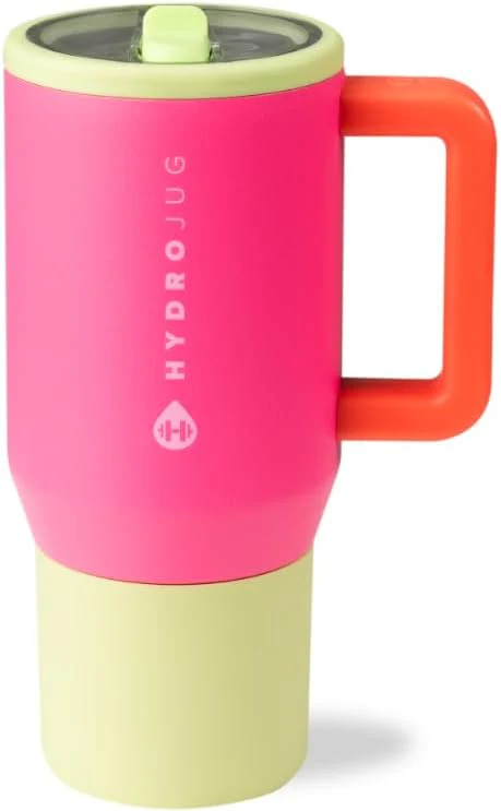 40 oz Water Bottle with Handle & Flip Straw - Fits in Cup Holder, Leak Resistant Tumbler-Reusable Insulated Stainless Steel & Rubber Base