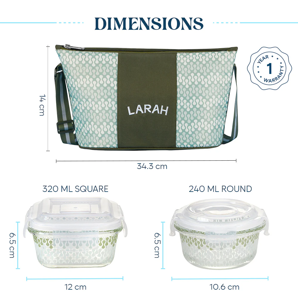 Larah Gracia Daisy Glass Lunchbox, Set of 4