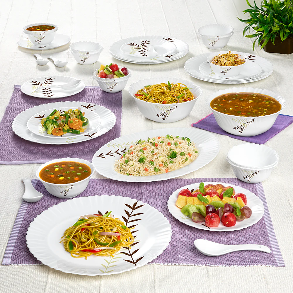 Larah by Borosil Oak Dinner Set, 33 pc