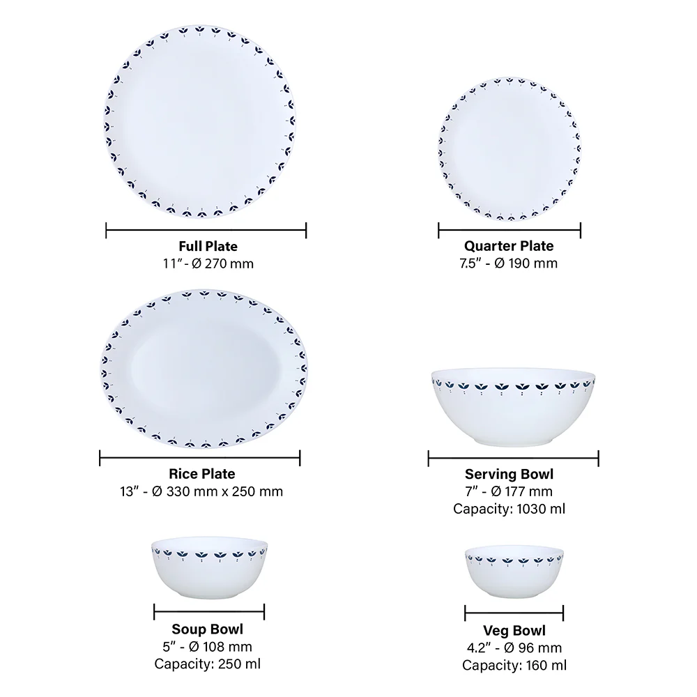 Larah by Borosil Fabula Dinner Set, 27 pc