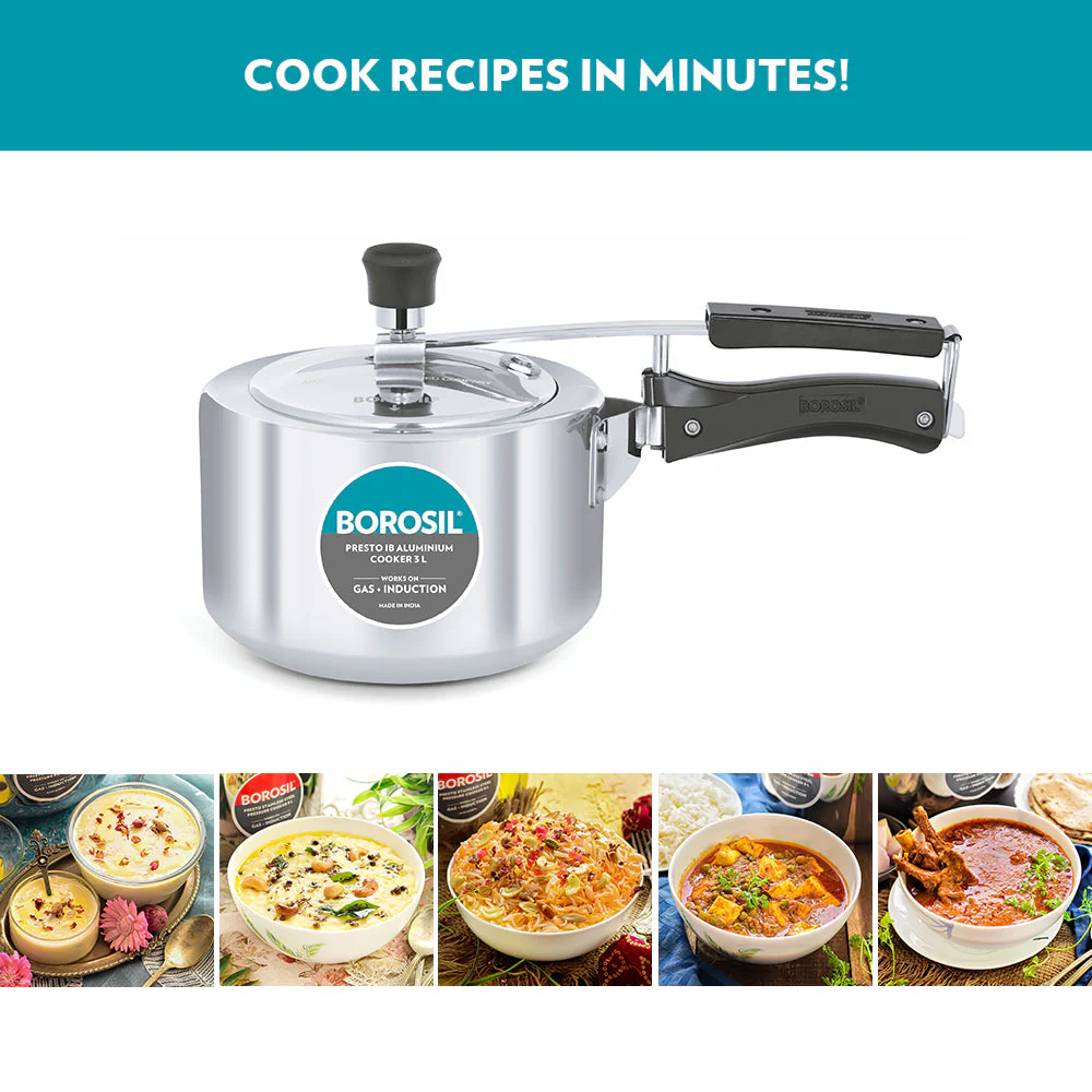 Borosil Presto Aluminium Pressure Cooker, 3L