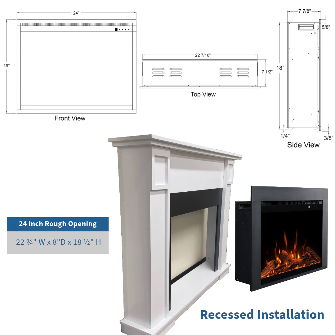 Fireplug™ Pro 24 inch Smart Electric Fireplace Insert with Fire Crackle Sound 80070