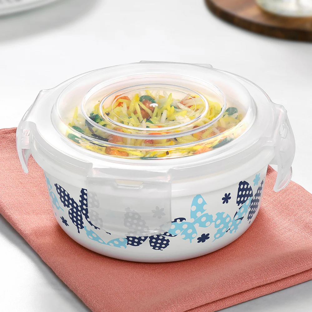 Larah Opalware, Veera Blue Klip N Store Round Container