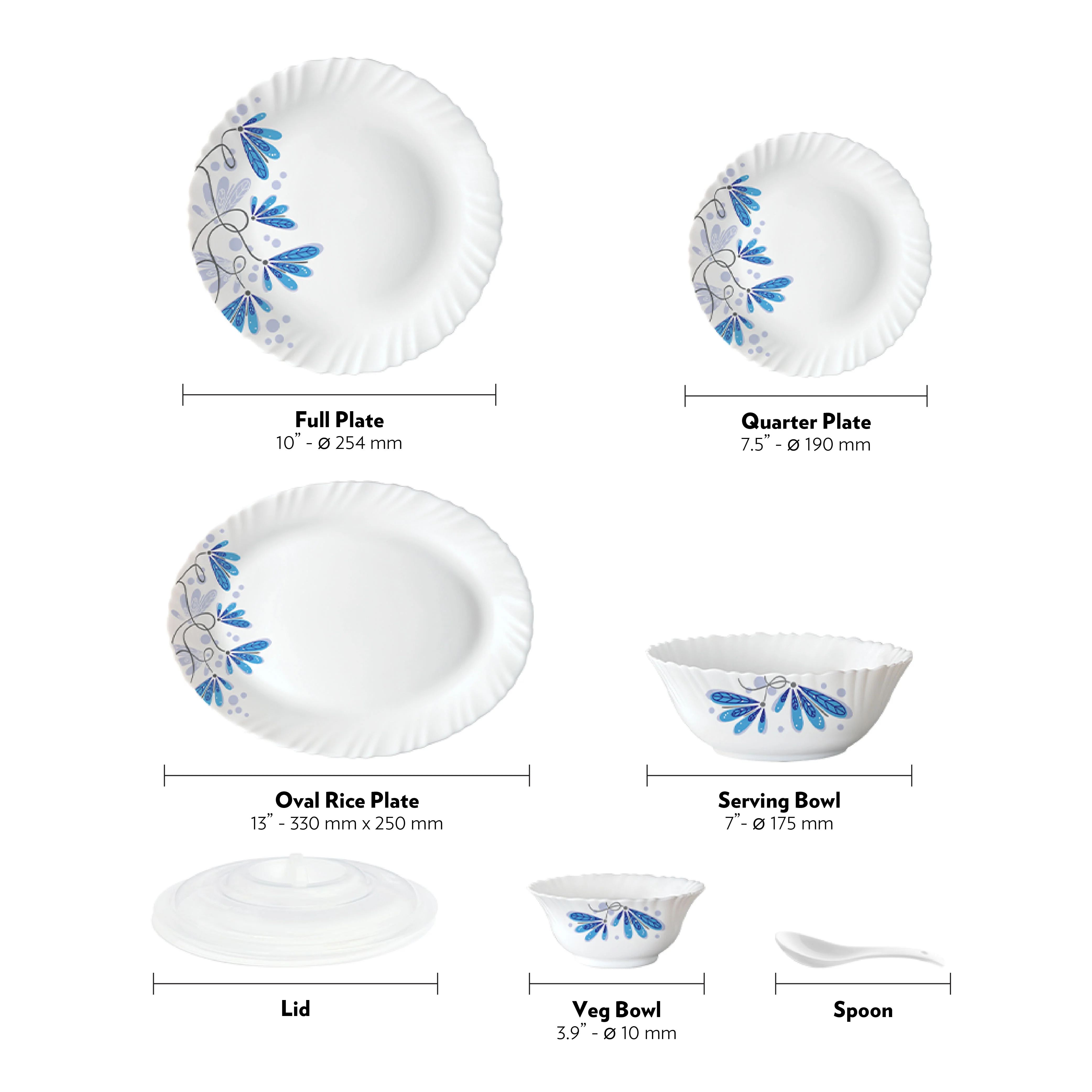 Larah by Borosil Twilight 47 pc Dinner Set