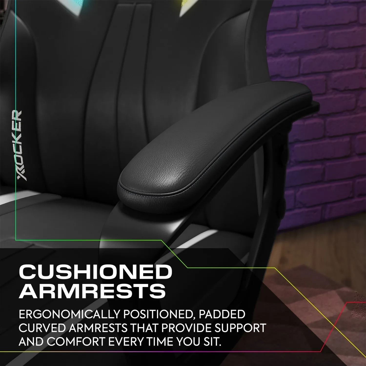 Tempest RGB Ergonomic PC Gaming Chair with LED Lights - Black