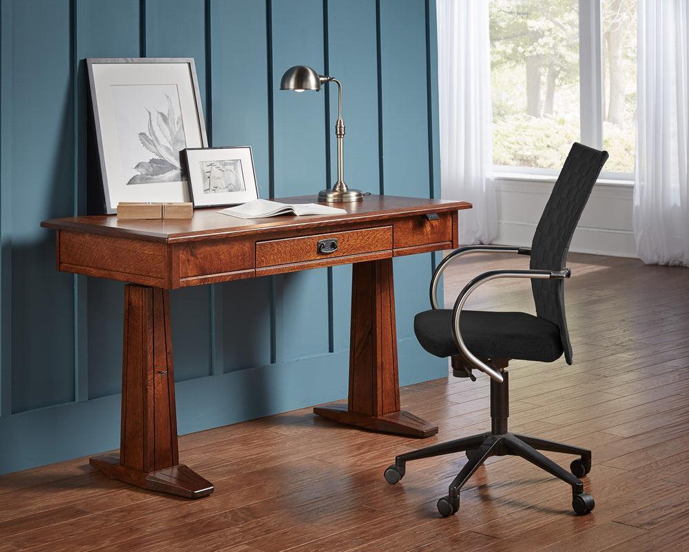 Amish Grant Sit to Stand Writers Desk with Pencil Drawer and Finished Backside