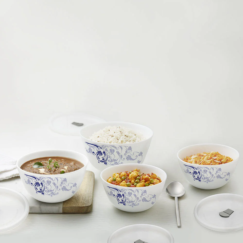 Larah by Borosil Ayana Mixing Bowl Set w Lid, 4 pc Set (500ml + 750ml)