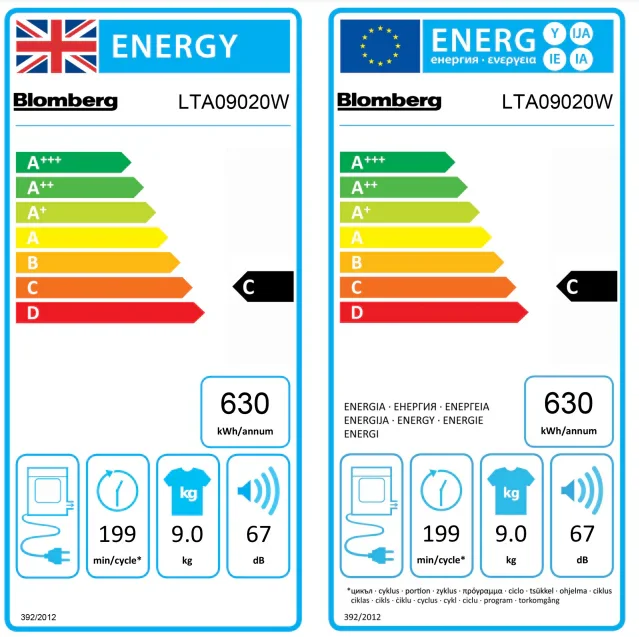 Blomberg 9kg Vented Tumble Dryer | LTA09020W