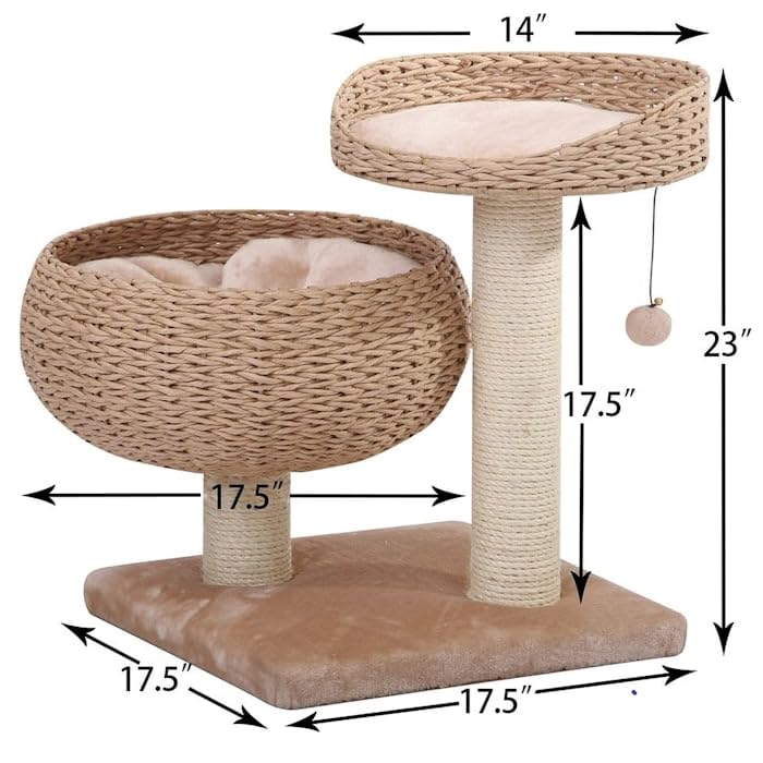 Eco-Friendly Handwoven Cat Tree with Sisal Scratching Post, 23