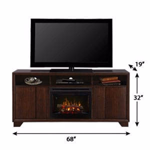 Arkell Walnut Electric Fireplace Entertainment Center w/ Logs