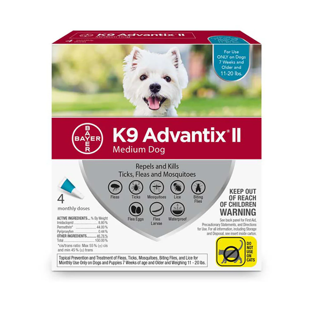 K9 Advantix® II Flea & Tick Treatment for Medium Dog 4 Dose